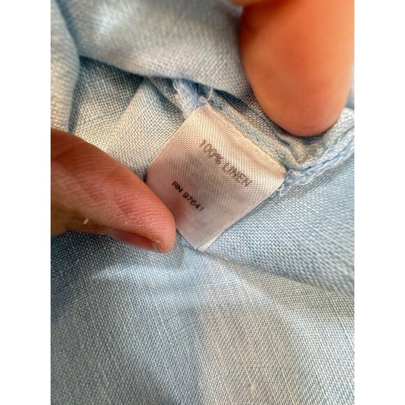 J.Jill Love Linen Shirt Dress Womens M Blue Button-Down Tunic Long Sleeve Casual - Picture 3 of 11